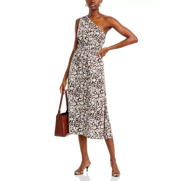 Rails Selani Dress Women's Size L Brown Russet Floral Asymmetric One Shoulder - Picture 4 of 7